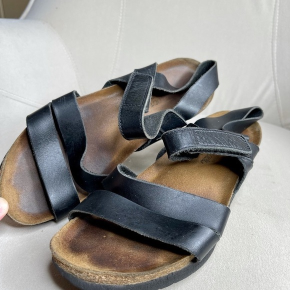 Naot Black Leather Ankle Strap Sandals Israel 7.5 - Picture 1 of 4